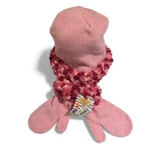 Nolan Pink Knit Hat and gloves toddler Set